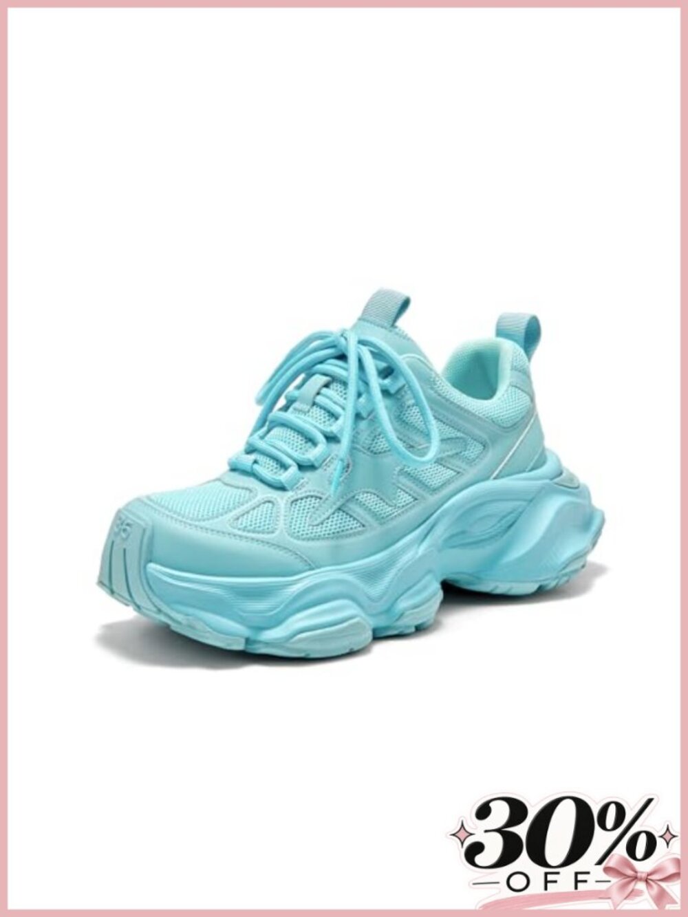 Women's Chunky Sneakers Leather Mesh Lace-Up Dad Tennis Shoes